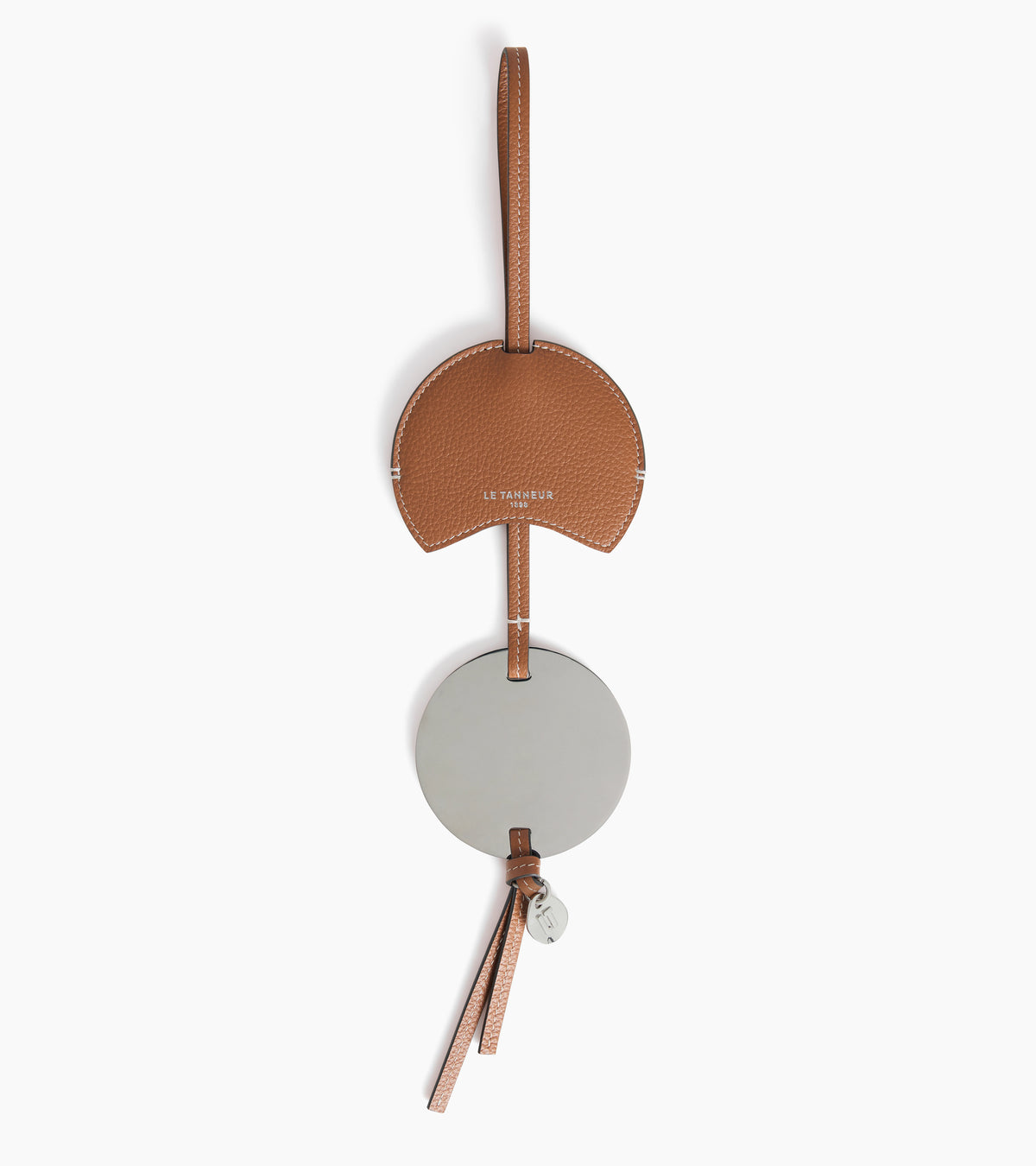Mirror charm in grained leather