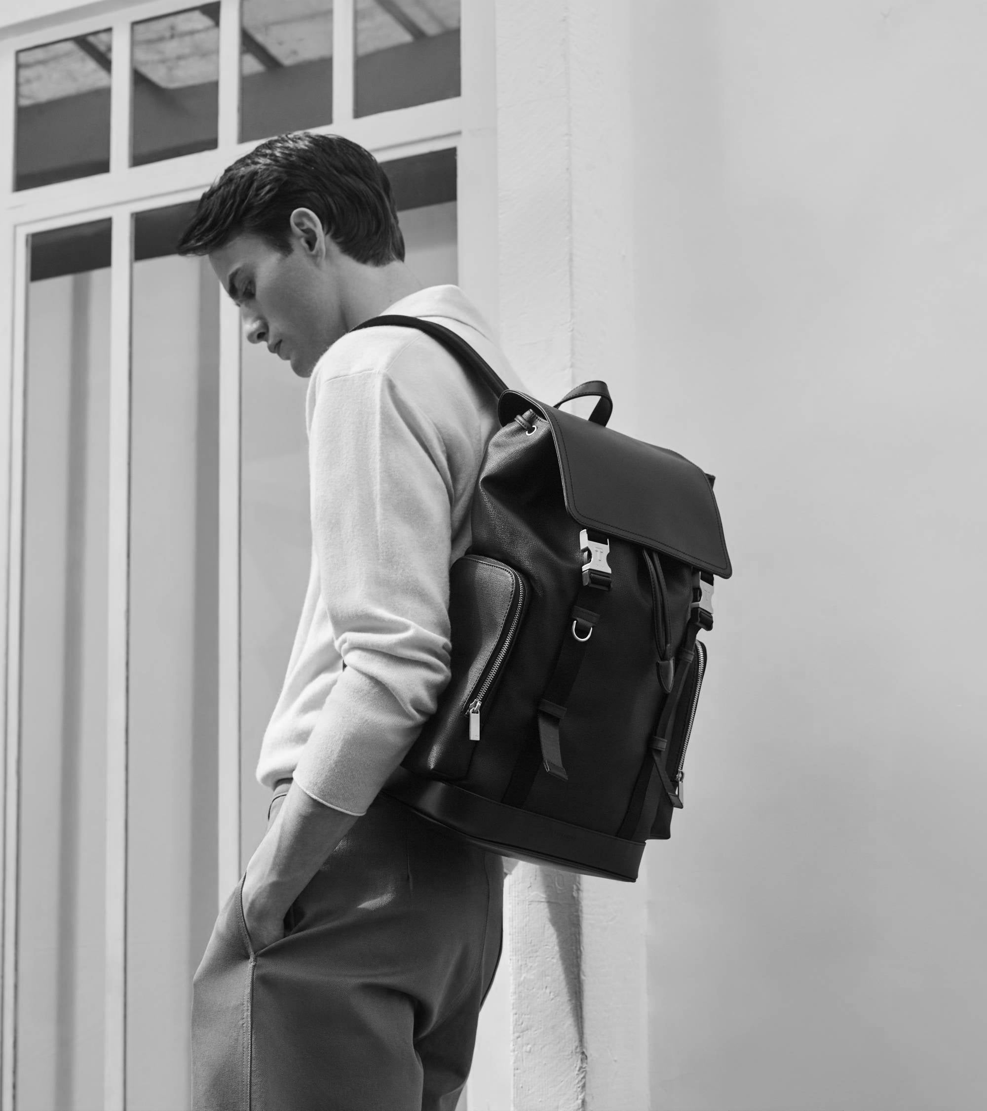 Mochila con solapa Maurice de tela revestida