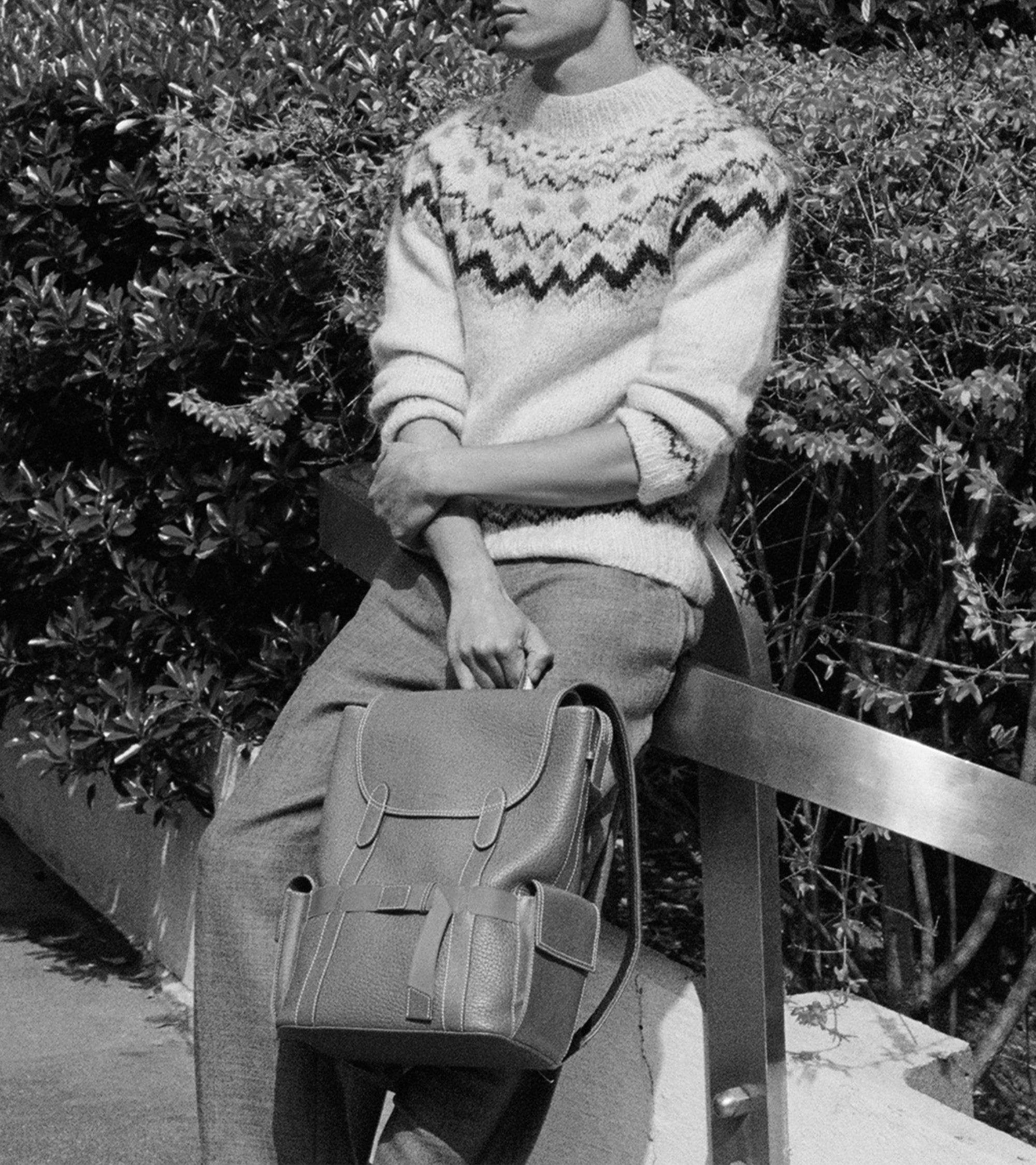 Sac à dos à rabat Noah en cuir grain buffle et cuir lisse