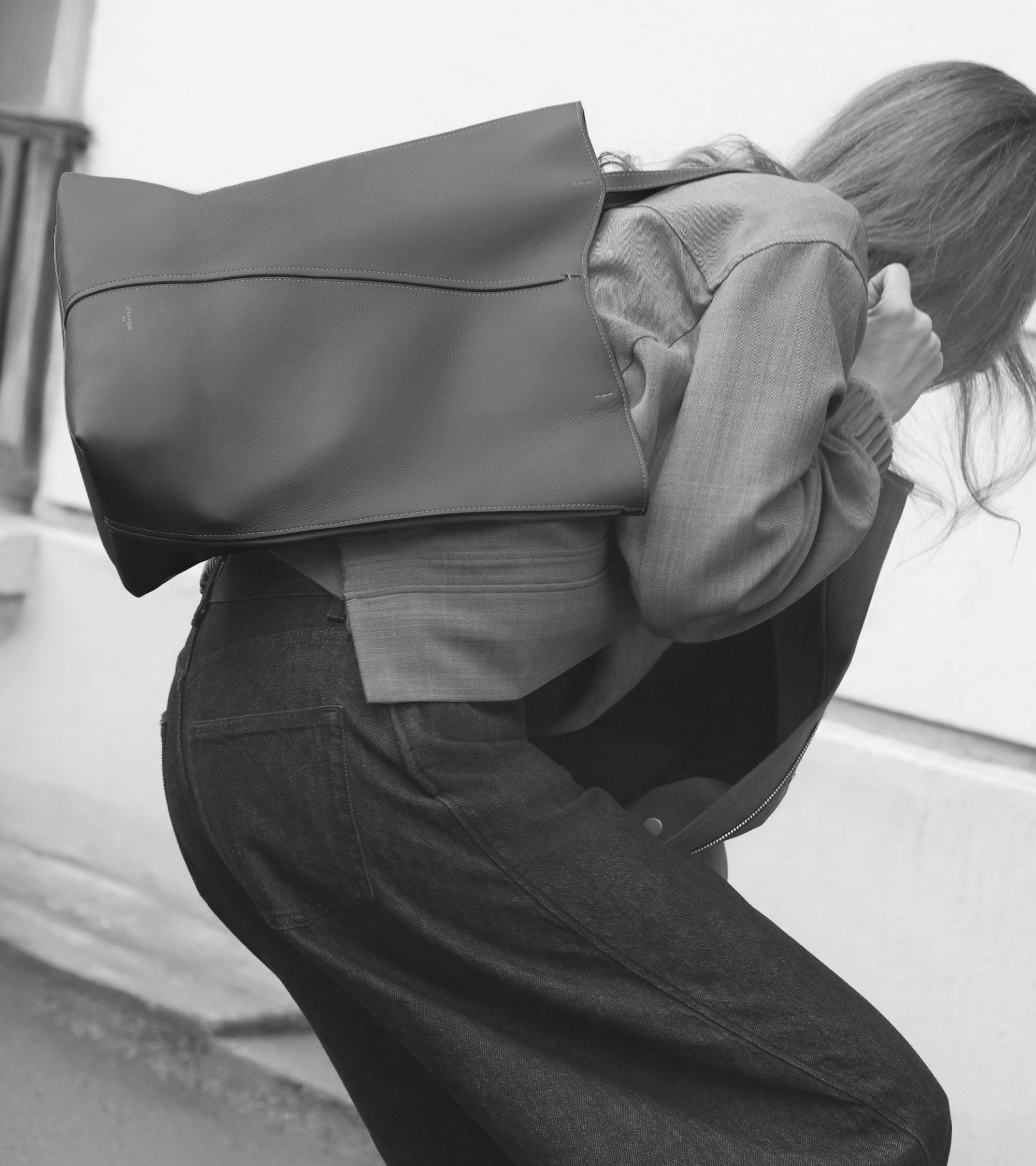 Bolso cabás mediano Hortense de piel granulada de doble cara