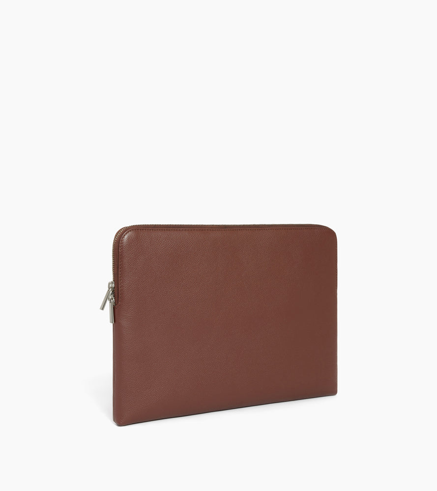 Pochette ordinateur 14" en cuir grainé