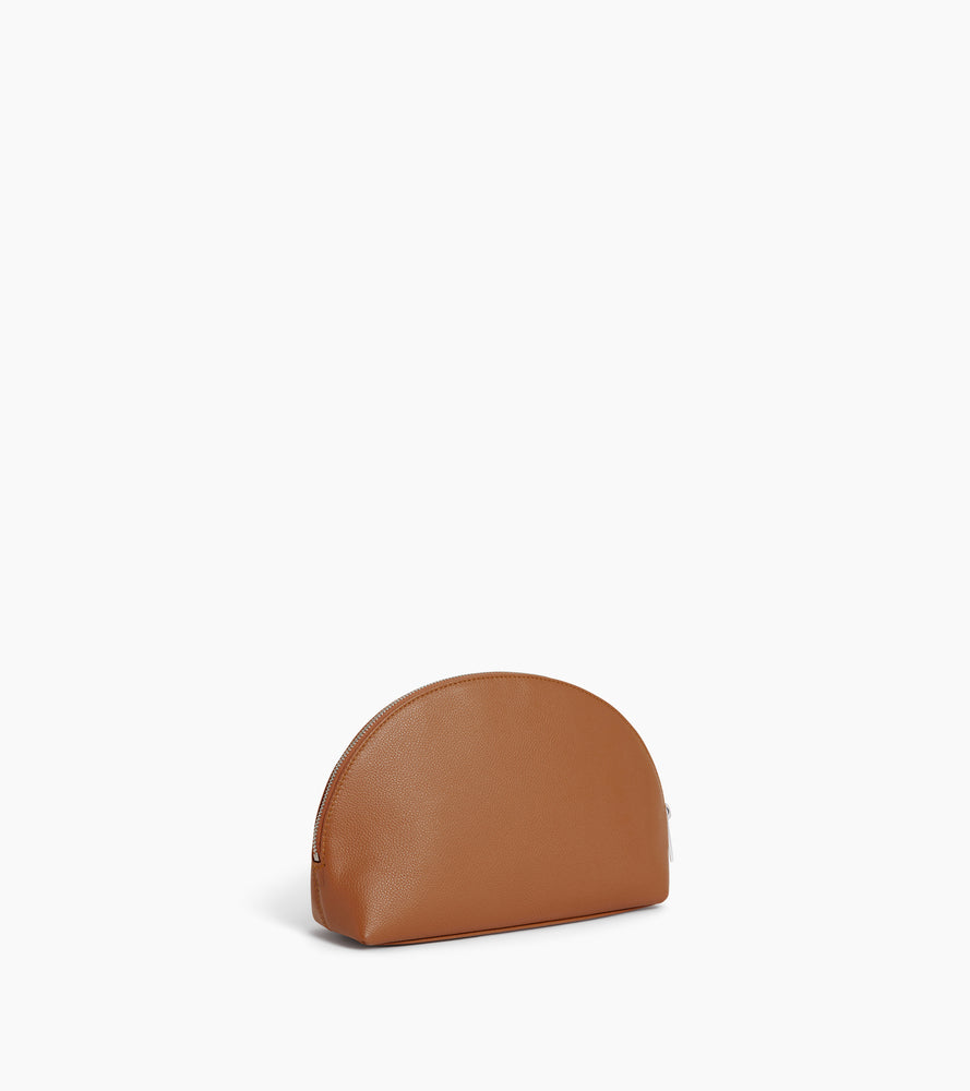 Trousse de toilette demi-lune en cuir grainé