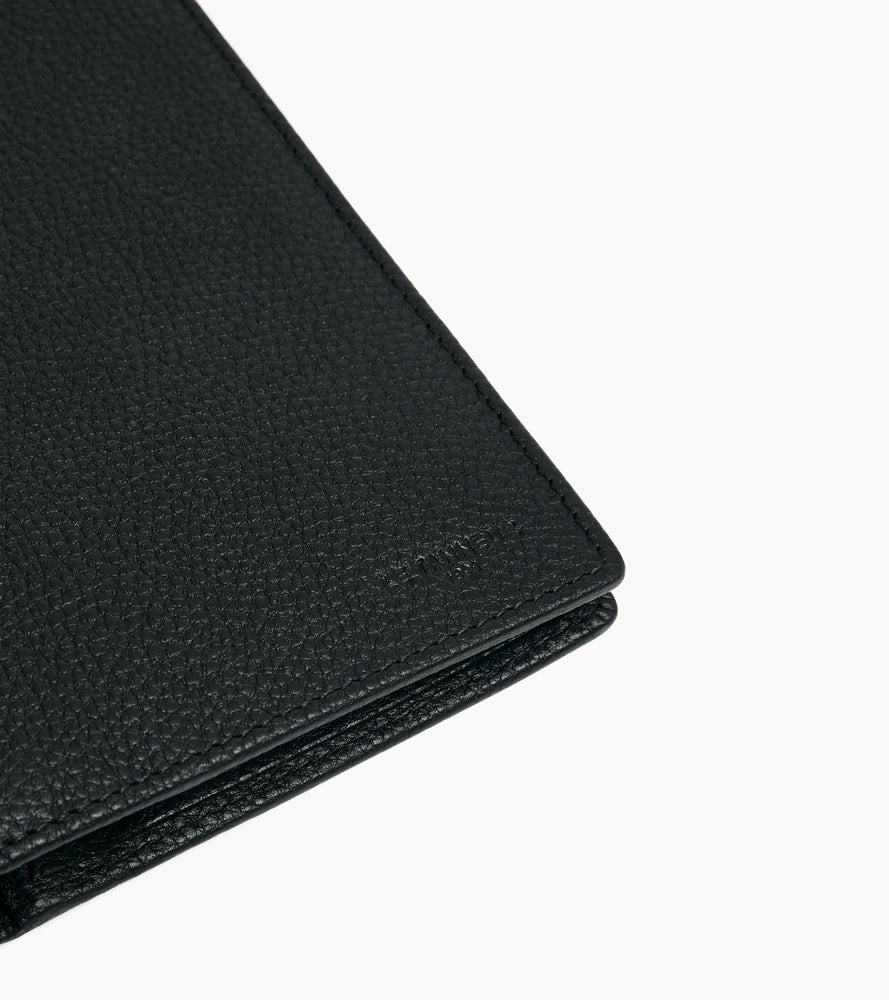 Cartera grande con cremallera Charles de cuero granulado