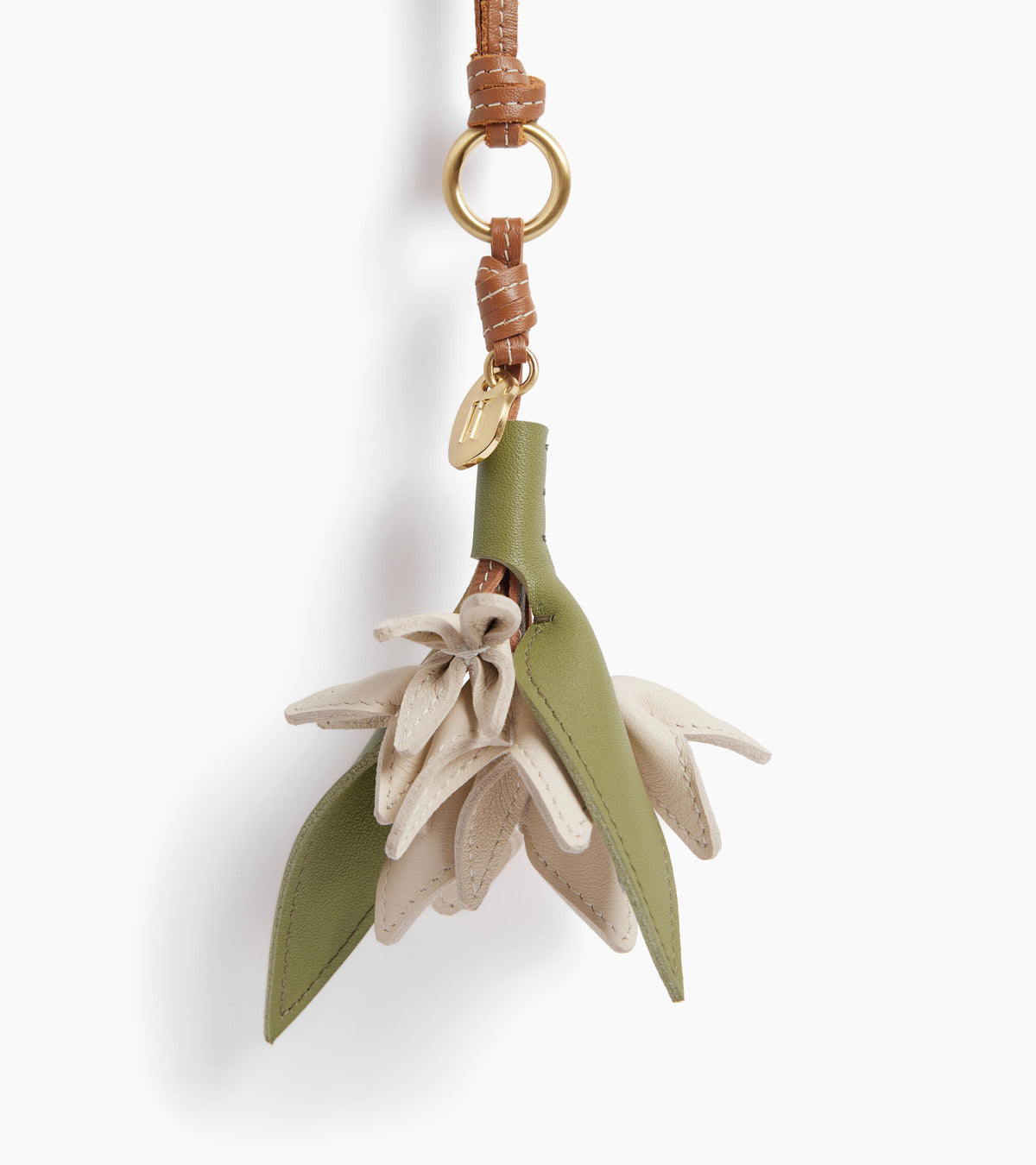 Charms fleur en cuir grainé