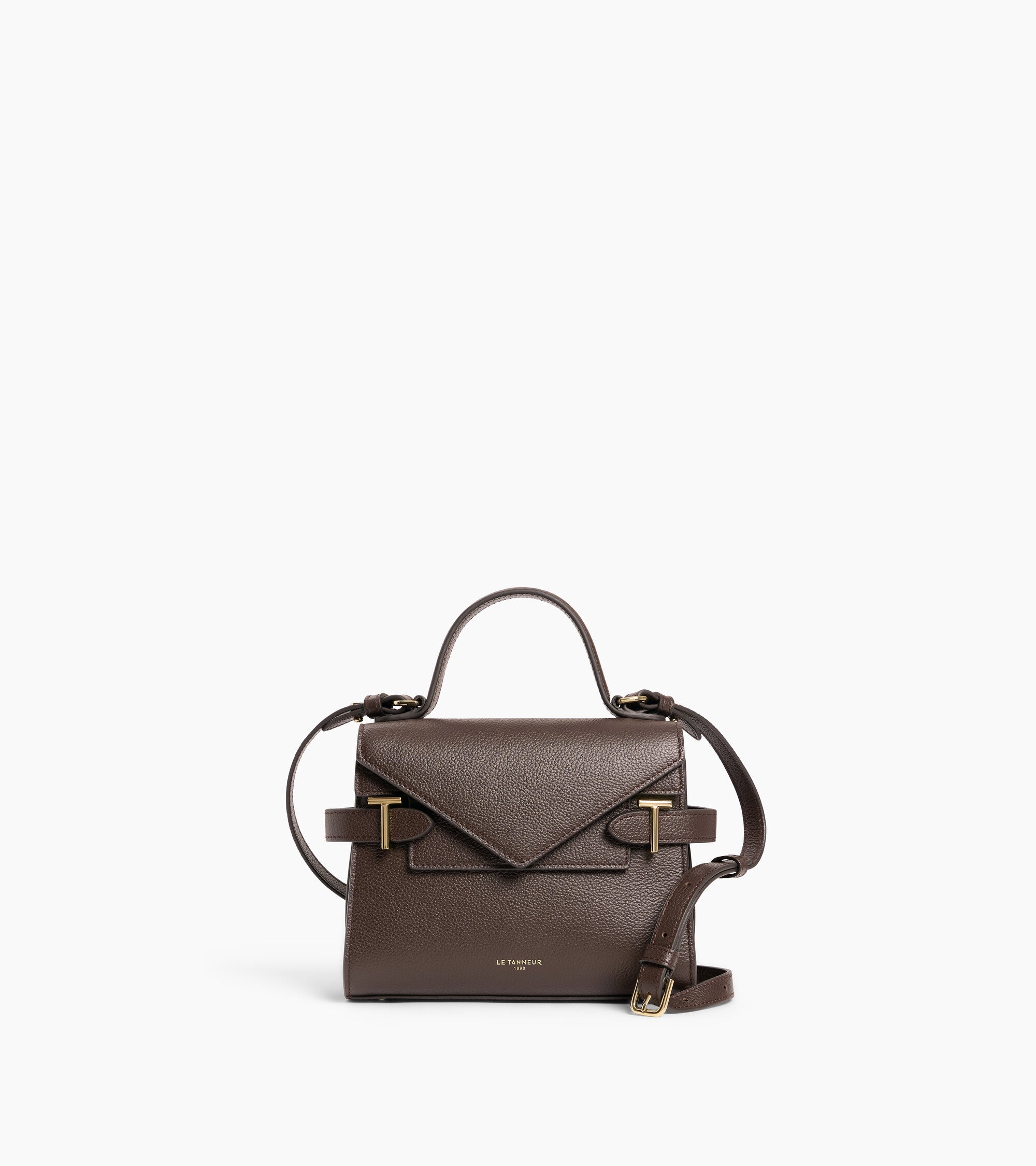 Kleine Handtasche Emilie aus genarbtem Leder mit Doppelklappe