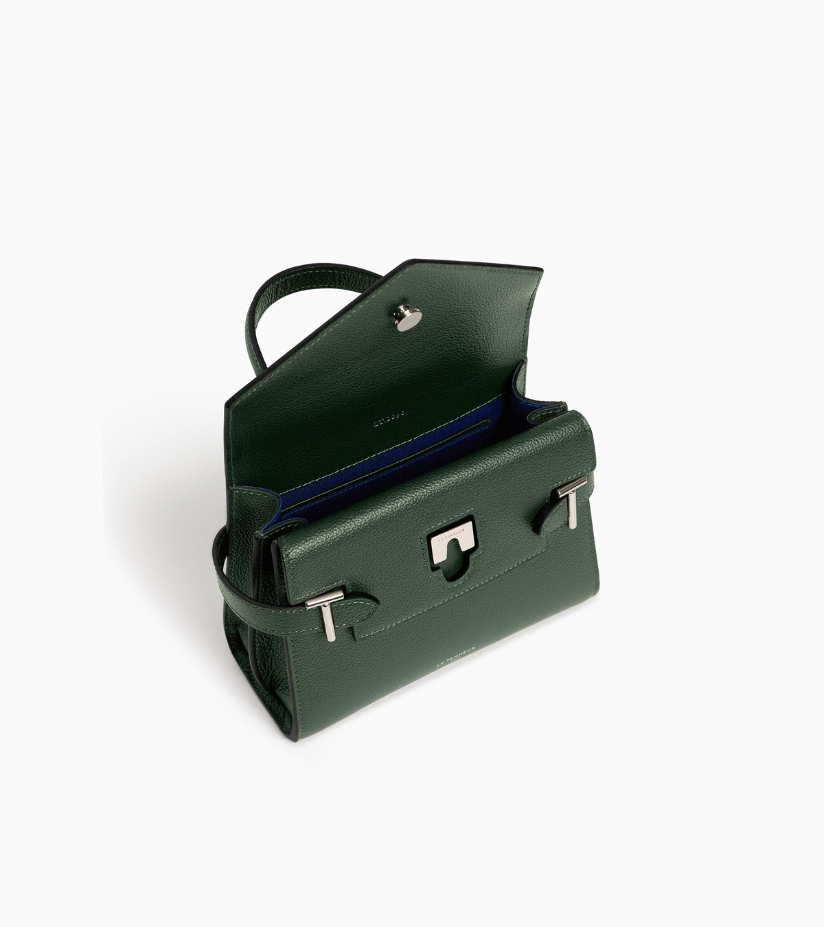 Emilie small handbag with double flap in grained leather