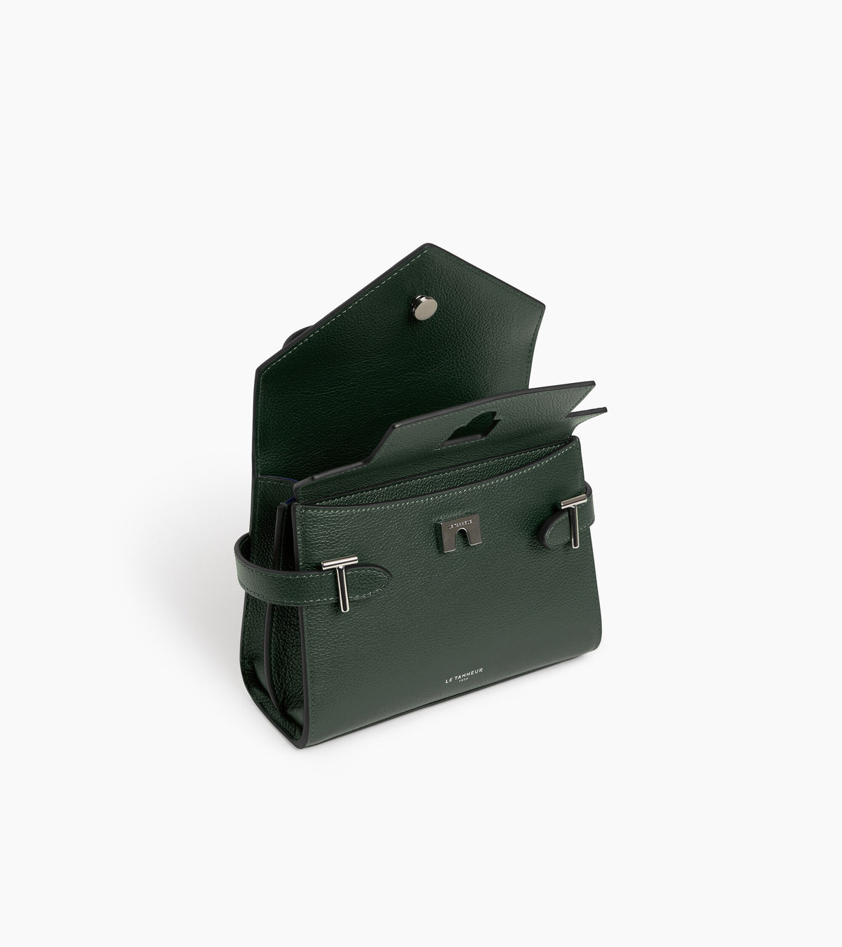 Emilie small handbag with double flap in grained leather