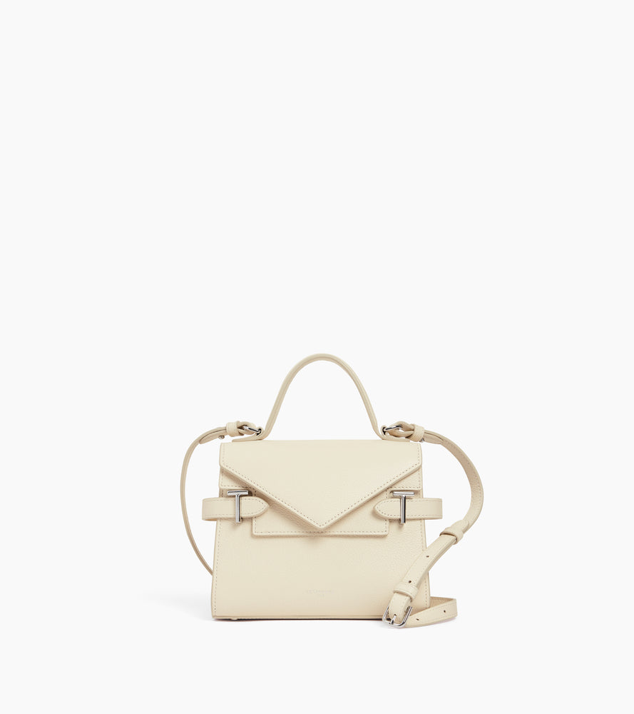 Bolso de mano pequeño Emilie de piel texturizada con doble solapa