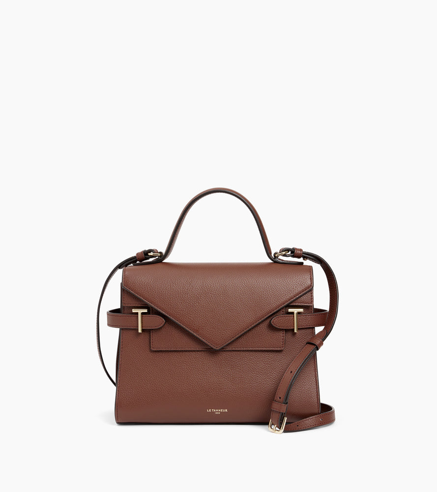 Mittelgroße Handtasche Emilie aus genarbtem Leder mit Doppelklappe