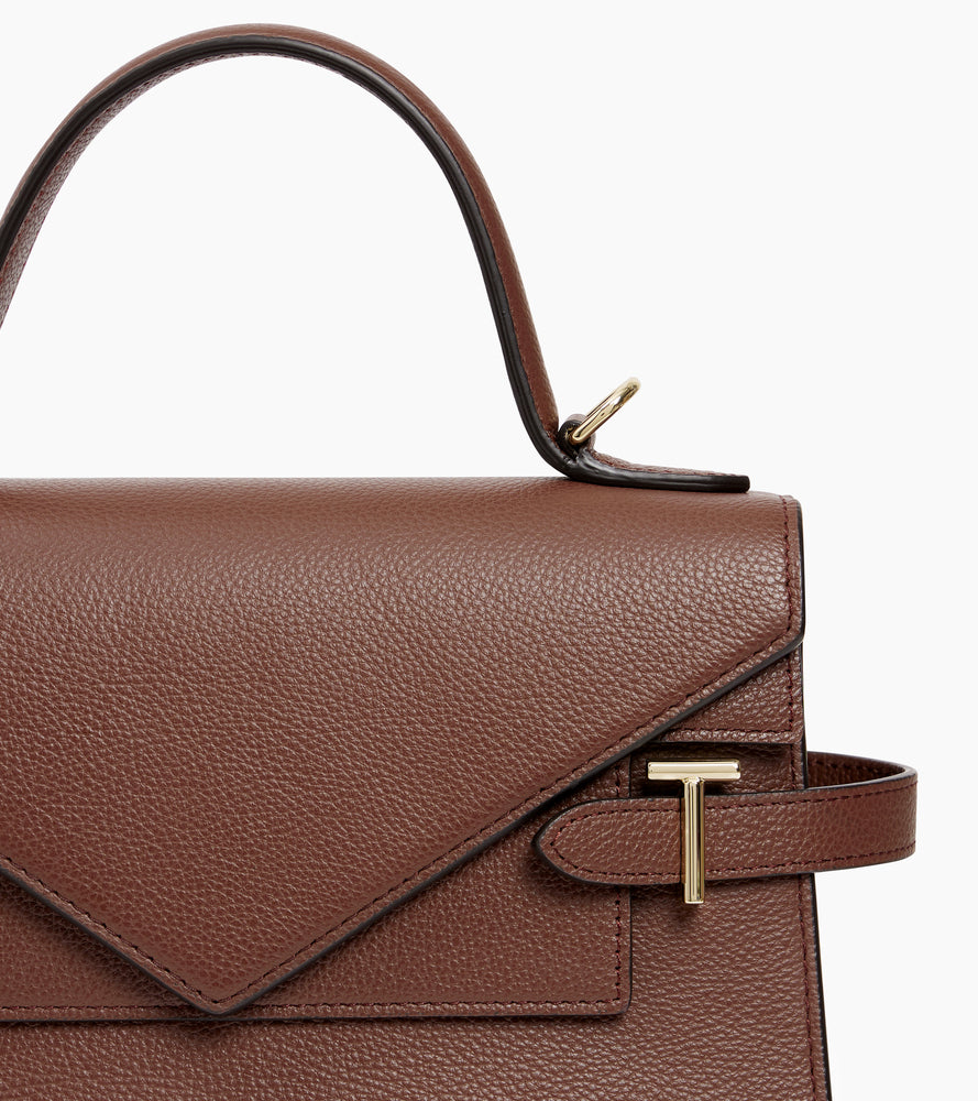 Mittelgroße Handtasche Emilie aus genarbtem Leder mit Doppelklappe