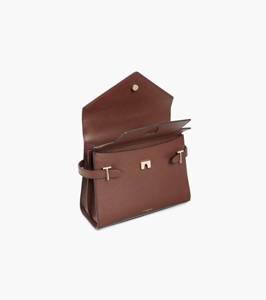 Mittelgroße Handtasche Emilie aus genarbtem Leder mit Doppelklappe