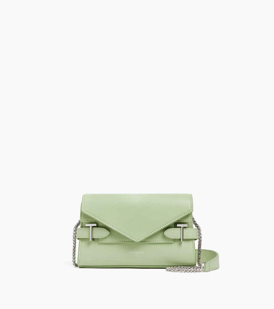Emilie Clutch aus genarbtem Leder mit doppelter Überschlag-Schulterriemen