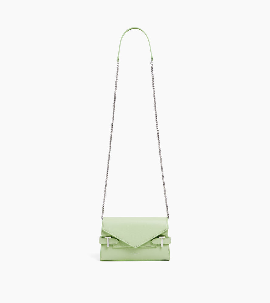 Emilie Clutch aus genarbtem Leder mit doppelter Überschlag-Schulterriemen