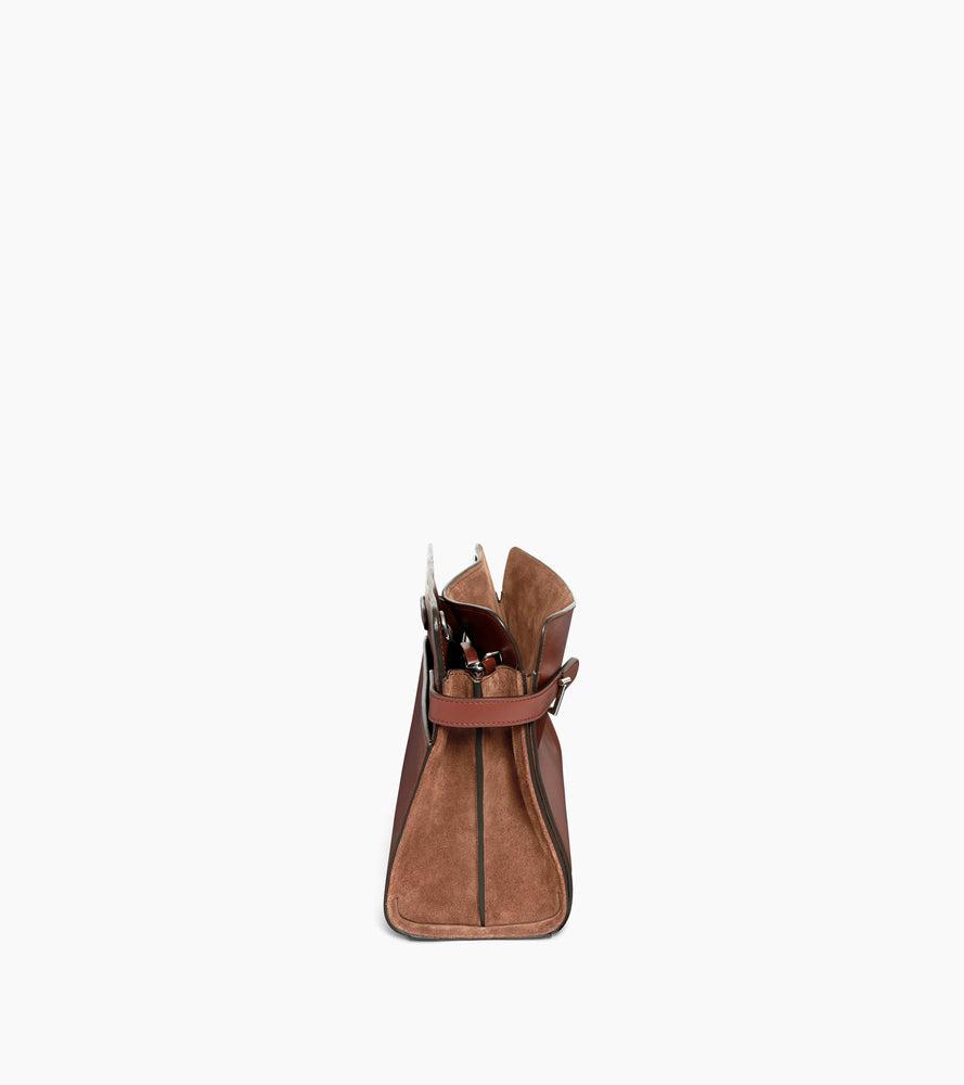 Große Handtasche Emie aus Glatt- und Nubukleder