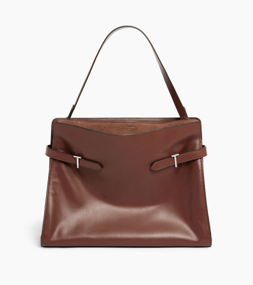 Emie maxi shoulder bag in smooth leather and nubuck