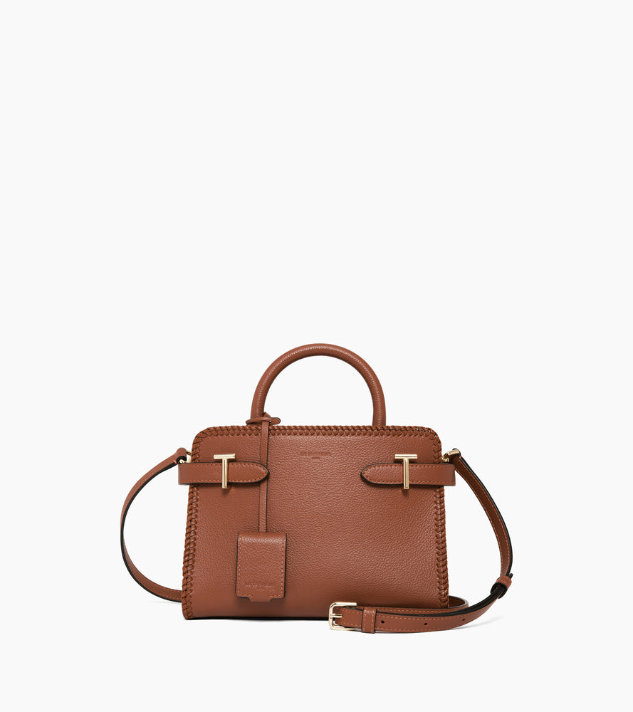 Kleine Handtasche Emilie aus genarbtem Leder mit Naht-Details