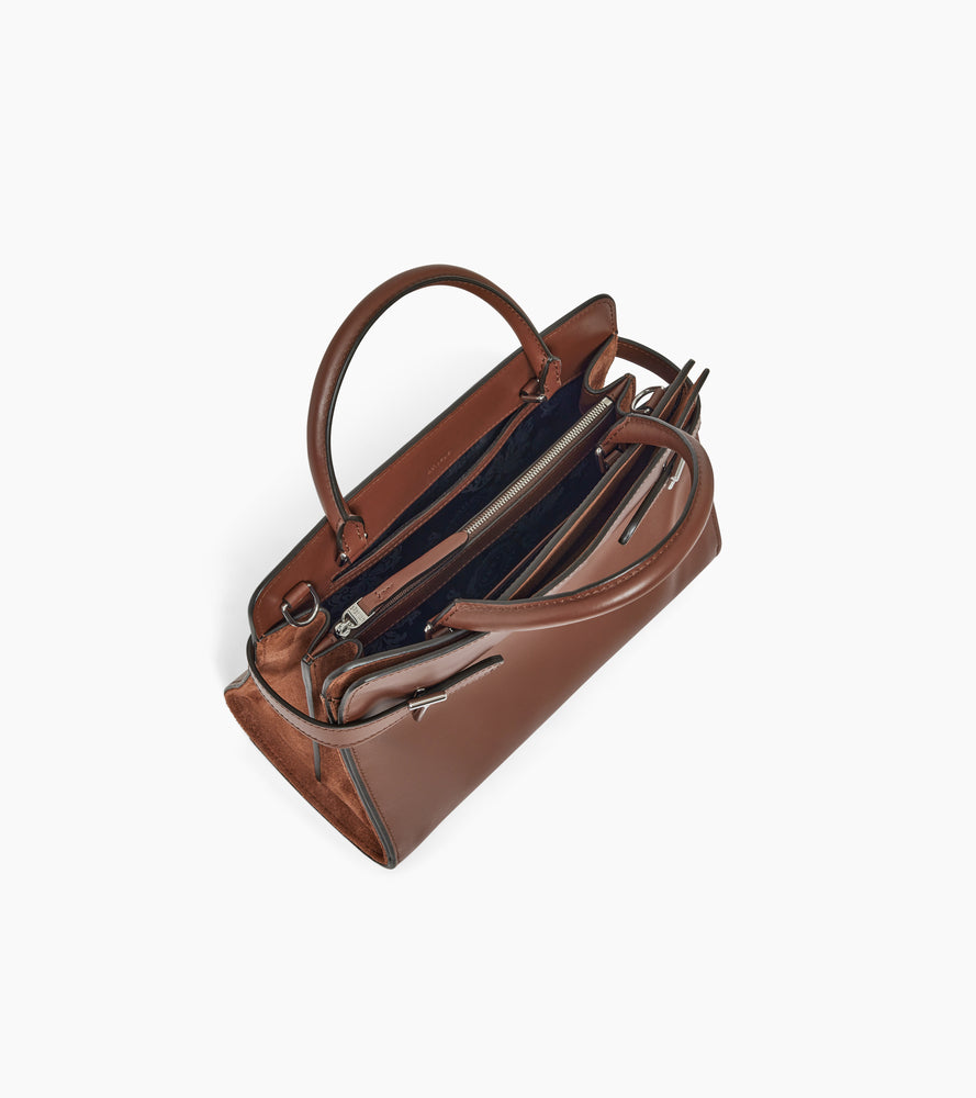 Mittelgroße Handtasche Emie aus Glatt- und Nubukleder