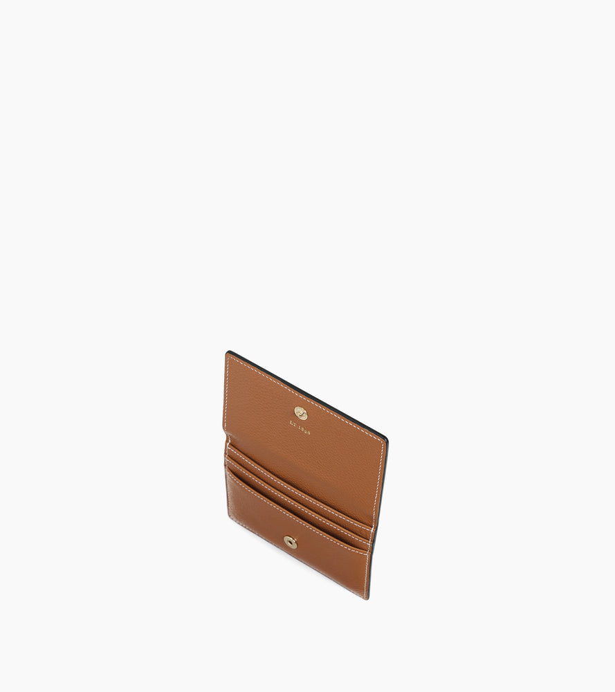 Porte cartes à rabat Emilie en cuir grainé