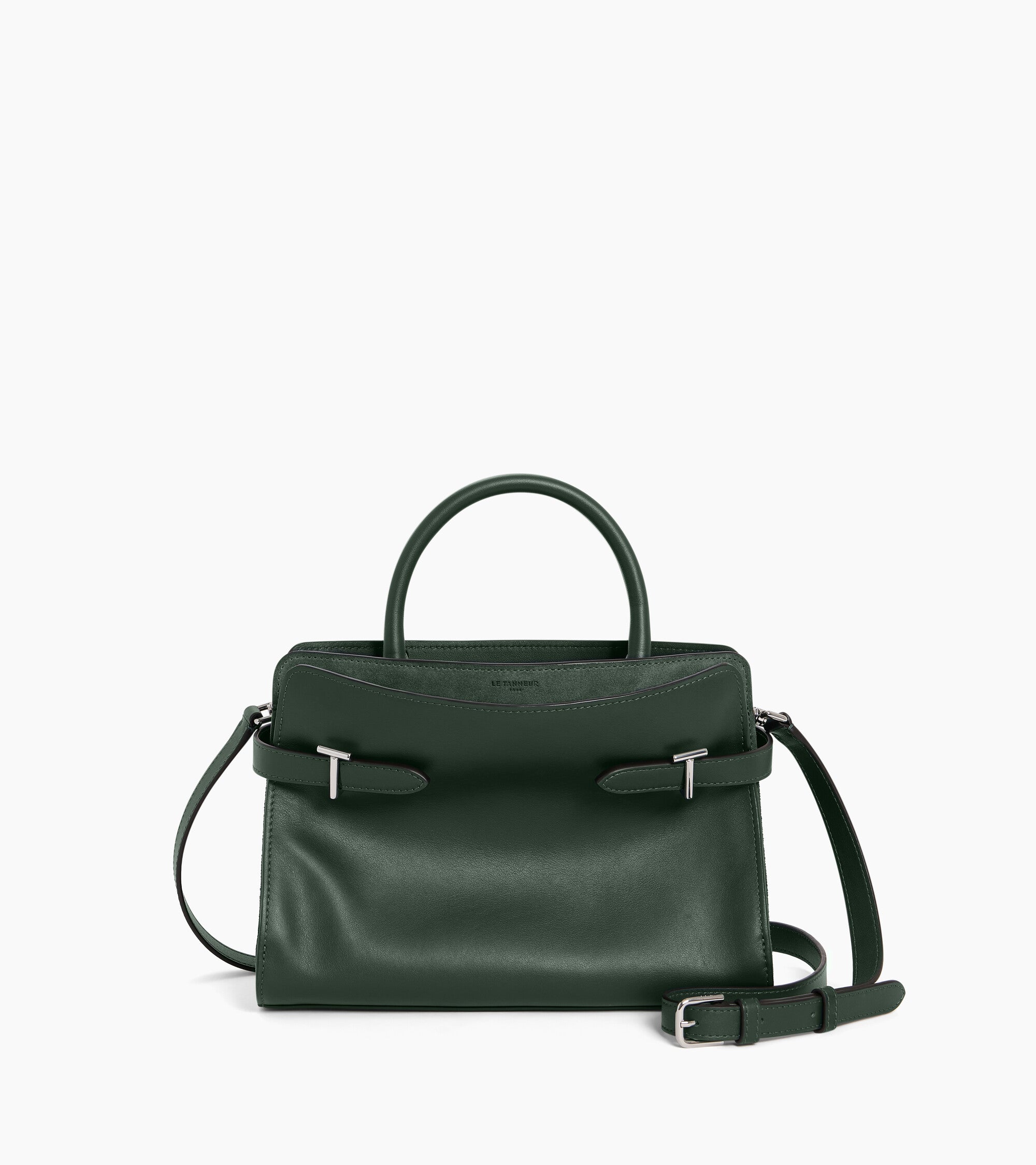 Bolso mediano Emie de piel lisa y serraje con acabado de terciopelo