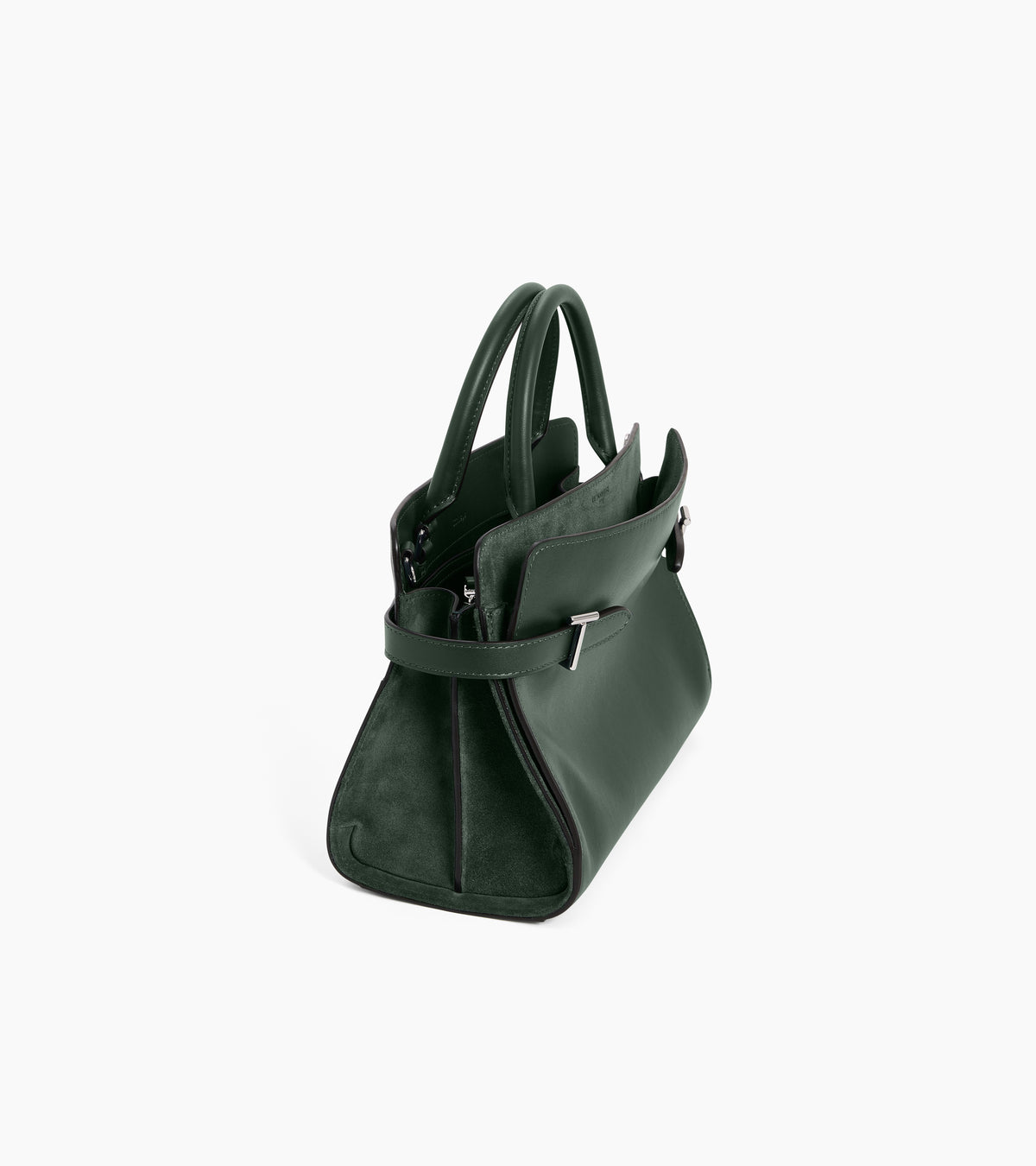Bolso mediano Emie de piel lisa y serraje con acabado de terciopelo
