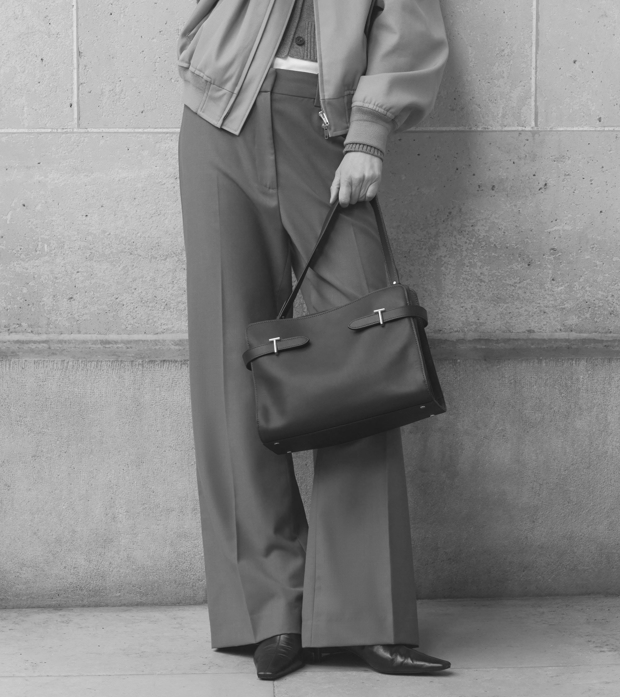 Emie large handbag in smooth leather and nubuck