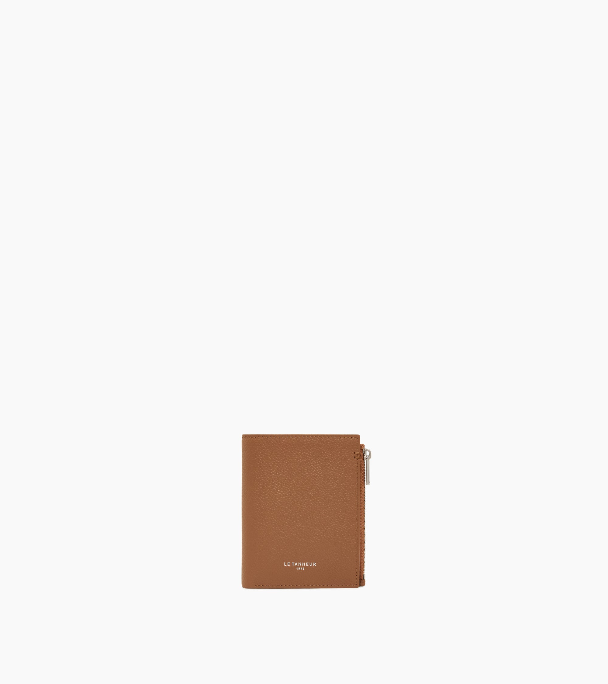 Cartera vertical pequeña con cremallera Lucien de piel granulada