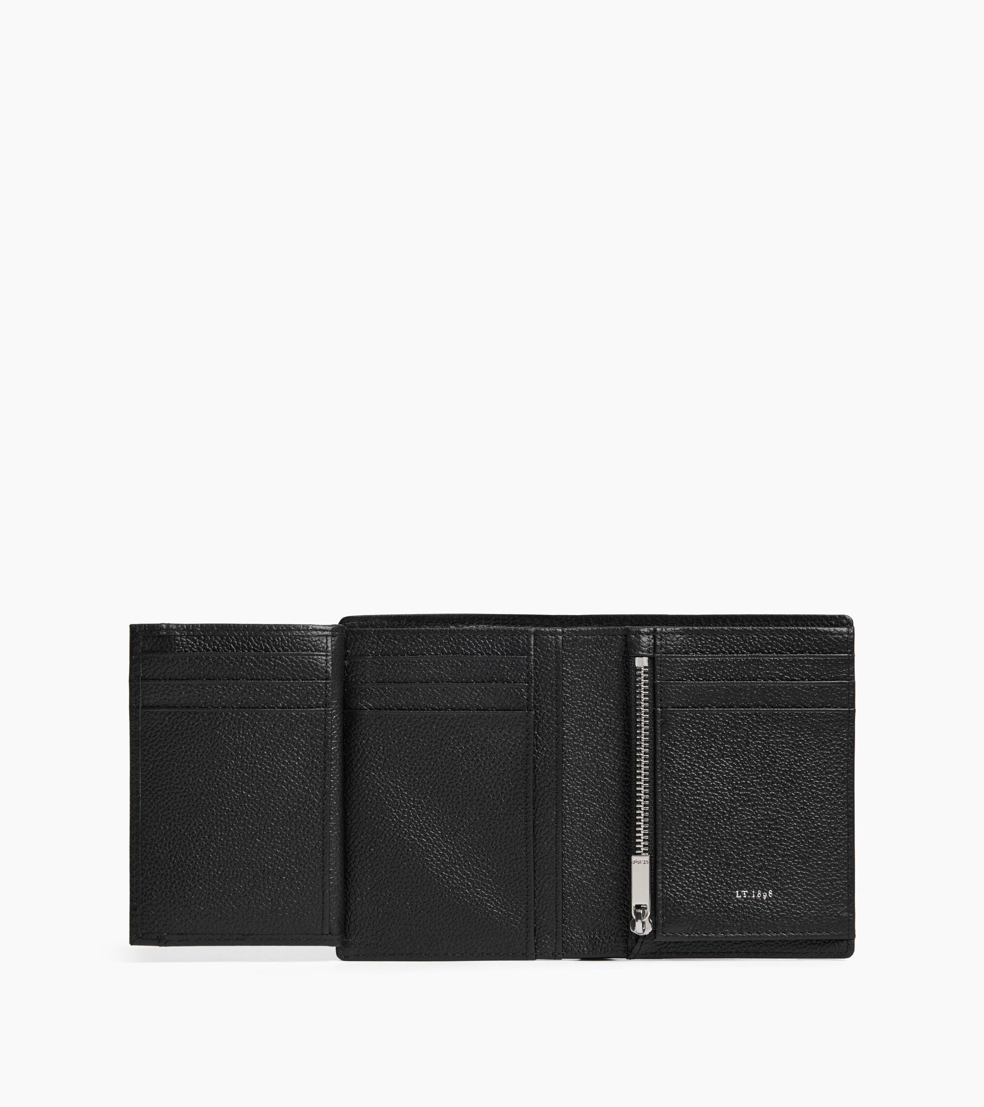 Lucien large vertical two-fold zipped wallet in grained leather