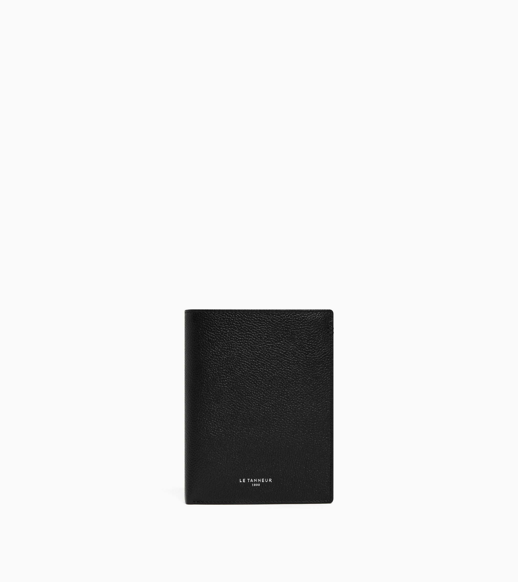Lucien large vertical two-fold zipped wallet in grained leather
