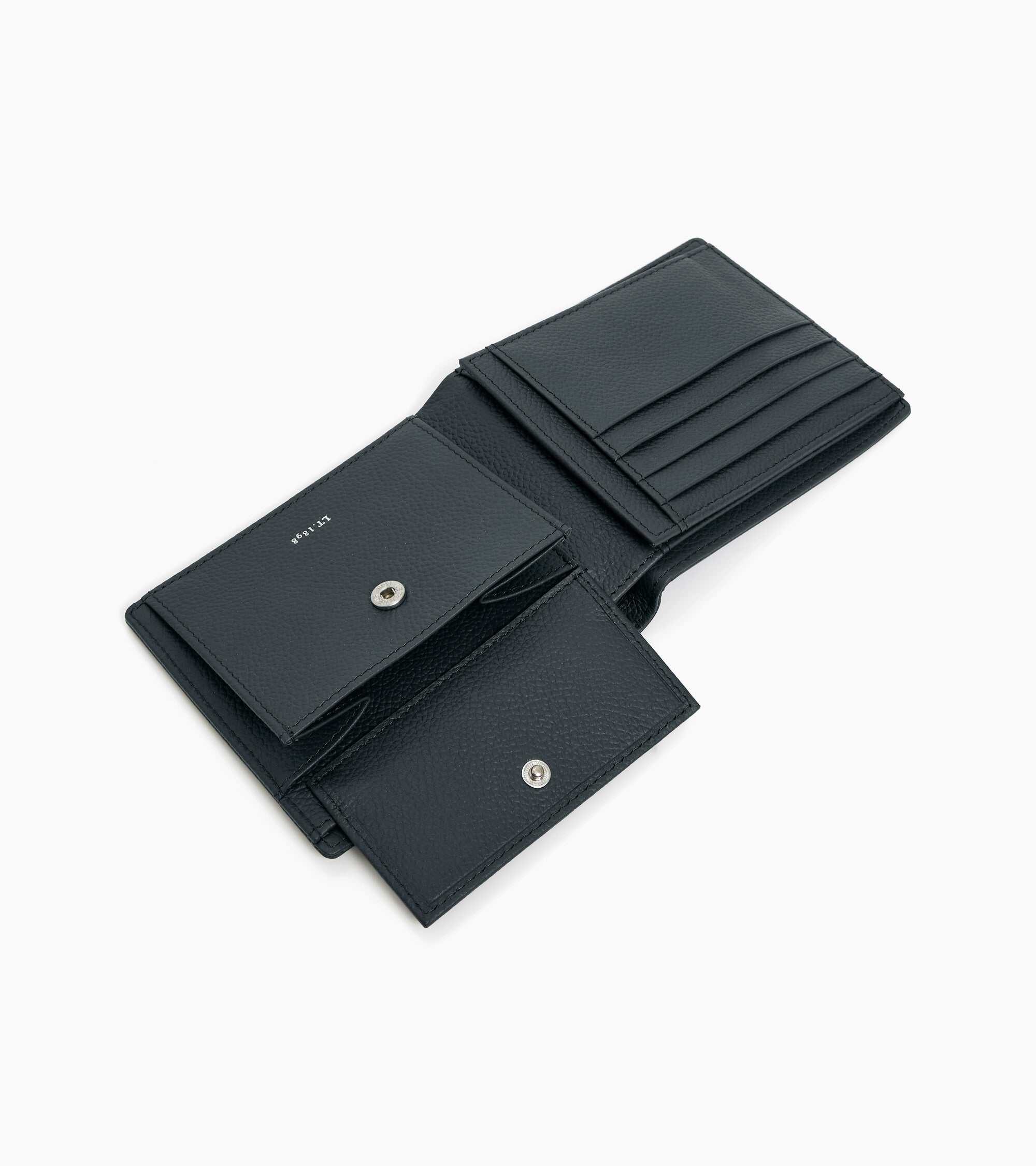 Lucien two-fold wallet with flap in grained leather