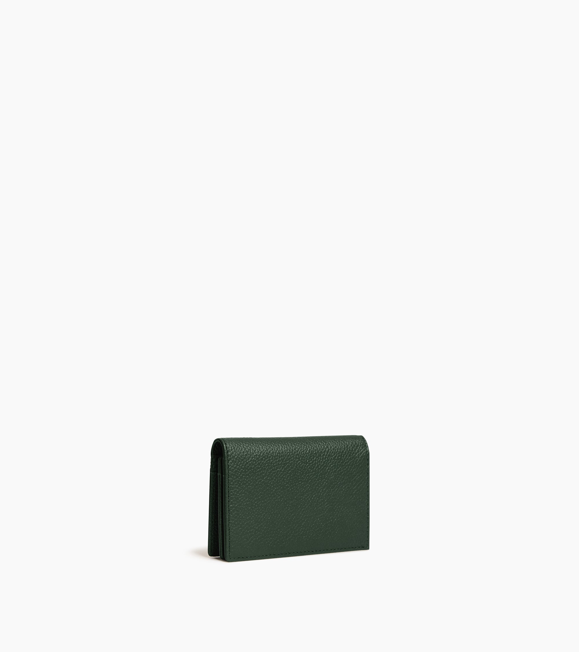 Lucien horizontal two-fold card holder in grained leather