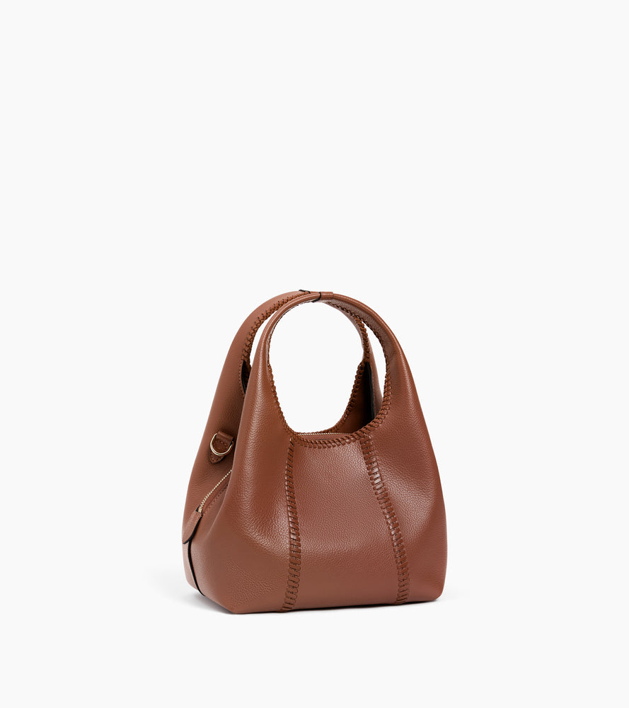 Kleine Handtasche Juliette aus genarbtem Leder mit Naht-Details