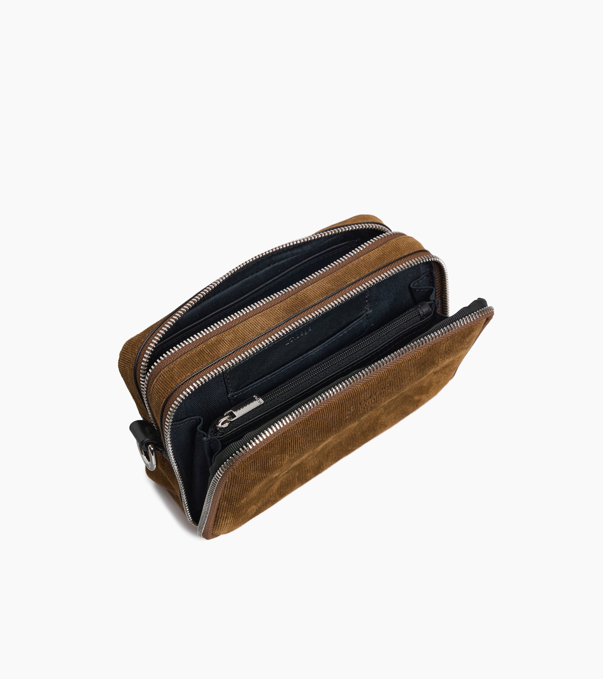 Emile small 2-compartment satchel in embossed suede split leather