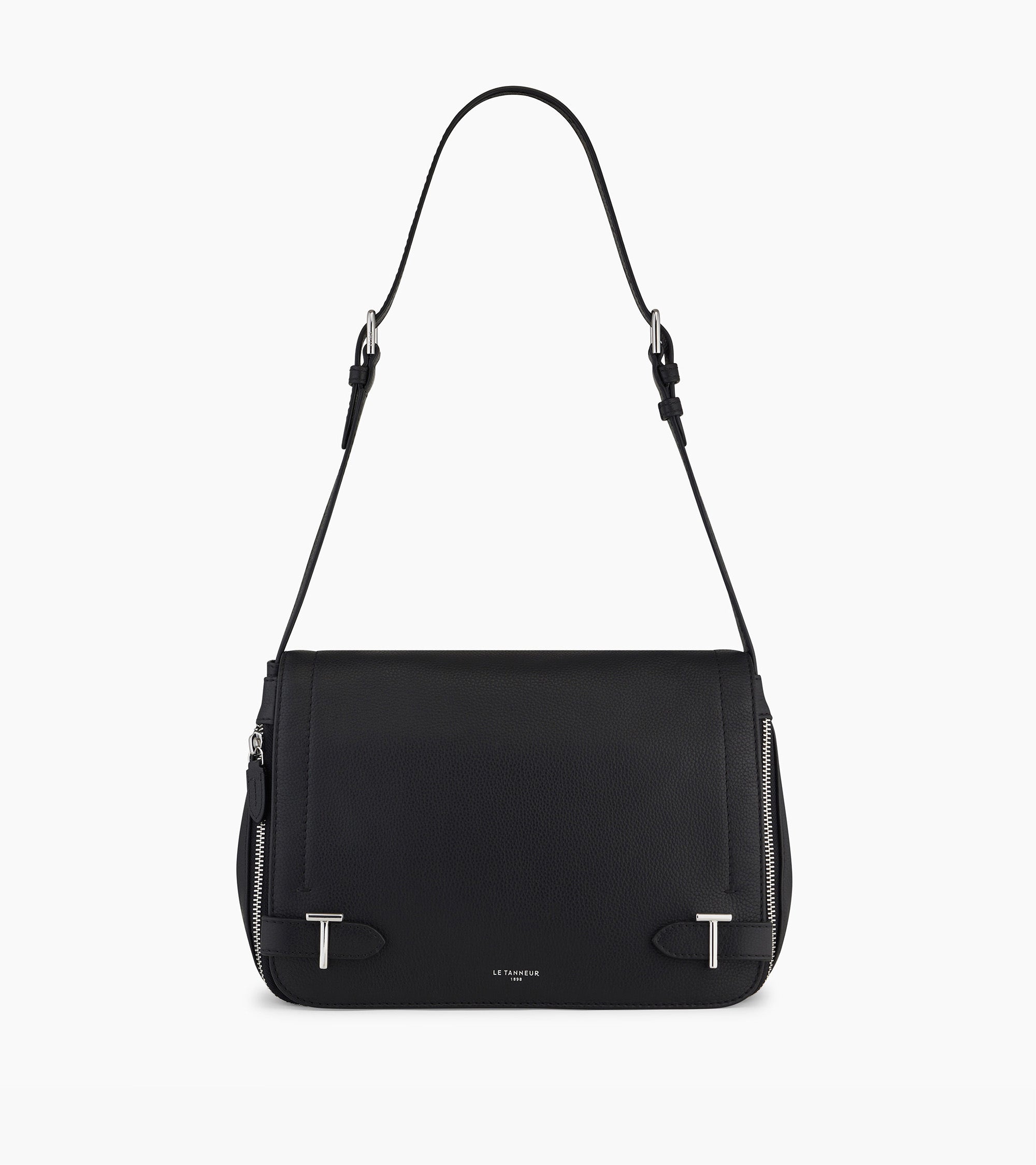 Simone medium-sized bag with crossbody strap in pebbled leather
